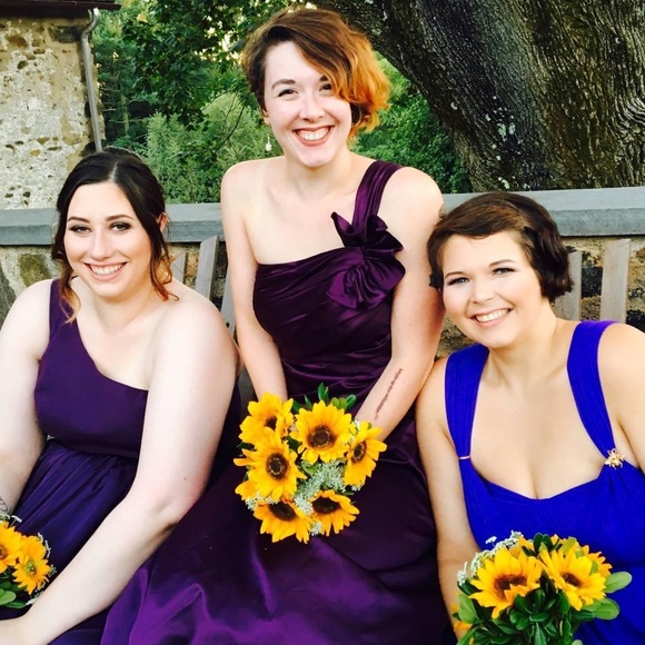 David’s Bridal Floor Length Plum Gown - Picture 1 of 9